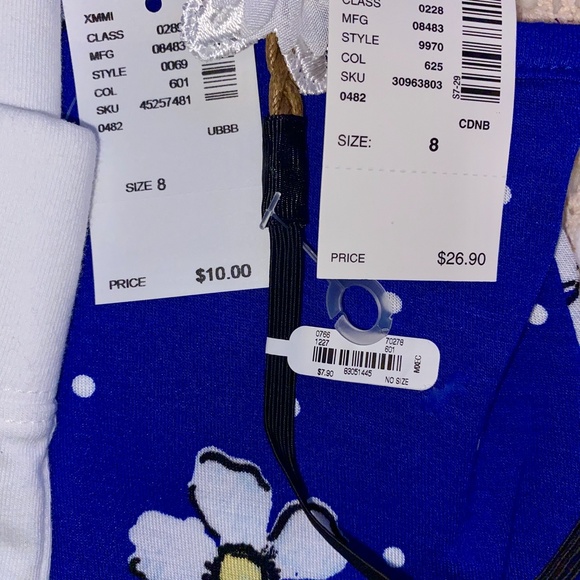 EASTER! Justice Girls Sz 8 Blue Tee & Tank Combo, Bike Shorts & Headband - Picture 7 of 7